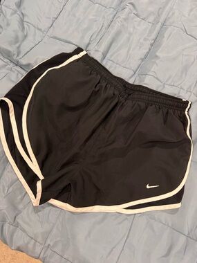 Nike Women's Black Dri-fit Shorts with White Trim Size M